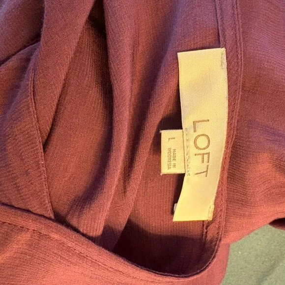 LOFT Mauve Square Neck Blouse Long Sleeve Women's Large - Picture 8 of 9